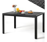 LIFERUN Mesa de Jardín Rectangular para 4-6 Personas en Rattan PE y Metal, 119x74 cm, Mesa de Comedor para Exterior, Resistente a la Intemperie UV, 4 PCS Patas Ajustables, para Terraza Balcón, Negro