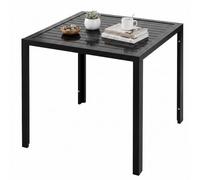 LIFERUN Mesa Jardin Exterior de Aluminio 75x75 cm, Mesa de Balcón, Negro | Mesa Terraza Cuadrada de Metal, Mueble Jardín Resistente a Intemperie, Fácil Montaje, Tablero Estrecho de 4,65 cm