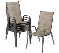 LIFERUN Sillas de jardín apilables para Camping, con Respaldo Alto, Estructura de Acero textileno, para Jardines, Patios, Balcones, restaurantes, 150 kg, soporta 54 x 69 x 93 cm (6, Lino marrón)