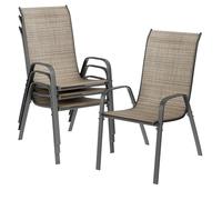 LIFERUN Sillas de jardín apilables para Camping, con Respaldo Alto, Estructura de Acero textileno, para Jardines, Patios, Balcones, restaurantes, 150 kg, soporta 54 x 69 x 93 cm (4, Lino marrón)