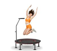 LIFERUN Trampolín de Fitness para Interior | Cubierta Protectora Acolchada | hasta 150 kg de Capacidad Carga | 3 Alturas Asa Ajustables | Sin Instalación | Niños Adultos | Mini Ø102 cm | Hogar