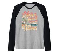 Life'S A Beach Enjoy The Waves Vacaciones de Verano |- Camiseta Manga Raglan