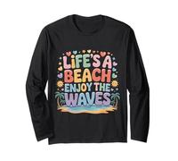 Life'S A Beach Enjoy The Waves Vacaciones de Verano - Manga Larga
