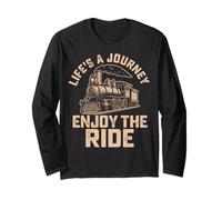 Life'S a Journey Enjoy The Ride Vintage Retro Vibes Manga Larga