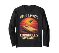 Life'S A Pitch Cornhole es mi Juego Divertido Manga Larga