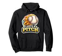 Life'S A Pitch Divertido Jugador de Béisbol Jugador Entrenador Fan Pun Sudadera con Capucha