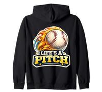Life'S A Pitch Divertido Jugador de Béisbol Jugador Entrenador Fan Pun Sudadera con Capucha