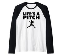 Life'S a Pitch Funny Baseball Pitcher Life'S a Pitch Camiseta Manga Raglan