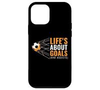 Life'S About Goals and Assists Funny Quote Youth Soccer Carcasa para iPhone 12 Mini