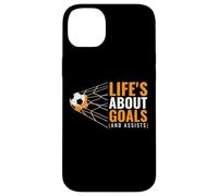 Life'S About Goals and Assists Funny Quote Youth Soccer Carcasa para iPhone 14 Plus