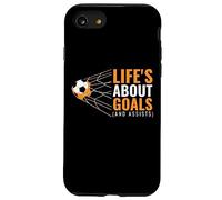 Life'S About Goals and Assists Funny Quote Youth Soccer Carcasa para iPhone SE (2020) / 7/8