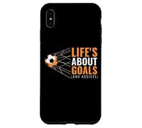 Life'S About Goals and Assists Funny Quote Youth Soccer Carcasa para iPhone XS MAX