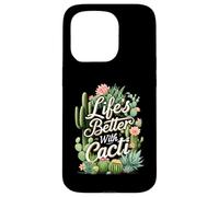 Life'S Better with Cacti Funny Plant Lover Gardener Design Carcasa para iPhone 15 Pro
