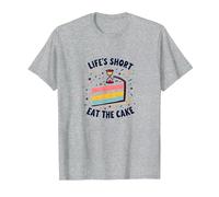 Lifes Short Eat The Cake Fun Postre Lover Camiseta, Hombre, Gris Jaspeado, 3XL