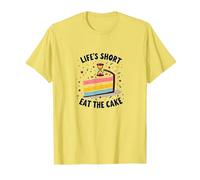 Lifes Short Eat The Cake Fun Postre Lover Camiseta, Hombre, Limón, XXL