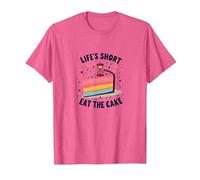 Lifes Short Eat The Cake Fun Postre Lover Camiseta, Hombre, Rosa Jaspeado, XXL