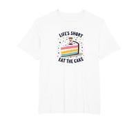 Lifes Short Eat The Cake Fun Postre Lover Camiseta, Hombre Tallas Grandes, Blanco, 6X Alto