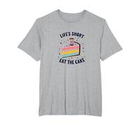 Lifes Short Eat The Cake Fun Postre Lover Camiseta, Hombre Tallas Grandes, Gris Jaspeado, 3X Alto