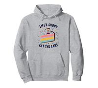 Lifes Short Eat The Cake Fun Postre Lover Sudadera con Capucha, Unisex para Adultos, Gris Jaspeado, S