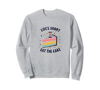 Lifes Short Eat The Cake Fun Postre Lover Sudadera, Unisex para Adultos, Gris Jaspeado, XL