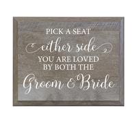 LifeSong Milestones Pick A Seat Not A Side Decorative Wedding Party Signs for Ceremony and Reception for Bride and Groom (8x10)