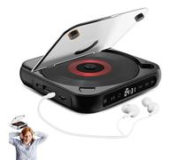 lifesparking - Reproductor de CD portátil Yuguz, compatible con CD/USB/BT y modos de repetición, mini recargable para el hogar, oficina, viajes (negro)