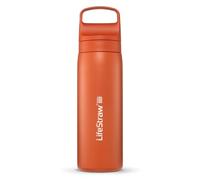 LifeStraw Go Series - Botella de filtro de agua de acero inoxidable aislada para viajes y uso diario, 18 onzas, naranja Kyoto