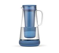 LifeStraw Home - Jarra de filtro de agua, 7 tazas, vidrio con base de silicona, azul tormenta, para protección diaria contra bacterias, parásitos, microplásticos, plomo, mercurio, PFAS y una variedad