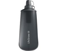 LifeStraw Peak Series - Collapsible Squeeze Bottle Water Filter System - 1L for Trail Running, Through Hiking, Travel, Cycling, and Fishing, Dark Mountain Gray