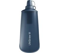 LifeStraw Peak Series - Collapsible Squeeze Bottle Water Filter System - 1L for Trail Running, Through Hiking, Travel, Cycling, and Fishing, Mountain Blue