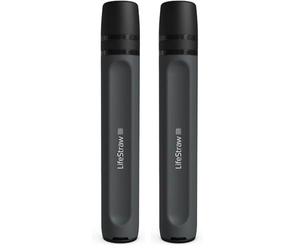 LifeStraw Peak Series - Personal Water Filter Straw for Backup Filtration, Emergency, Survival, and Ultralight Hydration, Dark Mountain Gray (Paquete de 2)