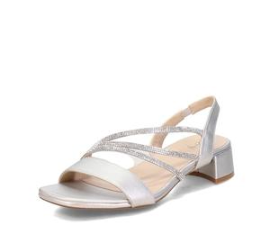LifeStride Joy Strappy Sandal, Sandalia con talón Mujer, Plata, 39.5 EU Ancho