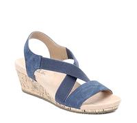 LifeStride Sandalia de cuña México para mujer, azul (Azul marino/flor y brillo), 40.5 EU