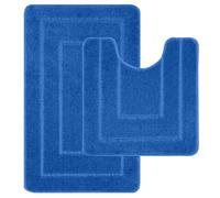 LifeStyle Comfort Ltd Ichra - 2 Alfombrillas de baño Antideslizantes Extra Suaves y absorbentes de Agua, 100% Polipropileno, Lavable, Alfombra de baño para Inodoro (Azul)