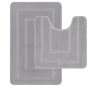 Lifestyle comfort ltd Ichra - Alfombrilla de baño Antideslizante, 2 Piezas, Extra Suave, Absorbente de Agua, 100% Polipropileno, Lavable, Alfombra de baño para Inodoro (Gris)