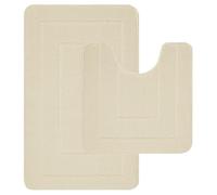 Lifestyle comfort ltd LSC - Tapete de baño antideslizante Ichra de 2 piezas, extra suave, absorbente de agua, 100% polipropileno, tapete de baño para inodoro (crema)