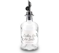 Lifestyle Lover Azucarero de cristal, botella de 350 ml, dosificador de acero inoxidable, ideal para azúcar blanco y marrón (azúcar para el alma)