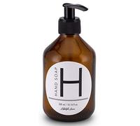 Lifestyle Lover - Dispensadores de jabón de cristal marrón, color ámbar, para jabón, fregadero, champú o lociones, plástico, Mano Soap 'H' 300 ml