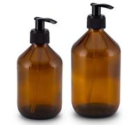 Lifestyle Lover - Dispensadores de jabón de cristal marrón, color ámbar, para jabón, fregadero, champú o lociones, botellas de cristal marrón de 300 ml y 500 ml