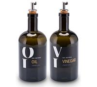 Lifestyle Lover Juego de aceite y vinagre de farmacia de cristal verde antiguo aceite de oliva con boquilla de acero inoxidable para aceite y vinagre (2 unidades de aceite y vinegar 500 ml)