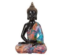 Lifestyle & More Escultura de Buda colorida, polirresina, negro/multicolor, altura 39 cm, ancho 25 cm