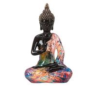 Lifestyle & More Escultura decorativa de Buda de piedra artificial de color negro/multicolor, altura 26 cm, ancho 16 cm