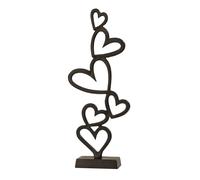 Lifestyle & More Escultura decorativa de corazón de pie sobre pedestal, color negro, de metal, altura 42 cm, ancho 17 cm