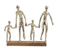 Lifestyle & More Figura decorativa moderna de la familia de metal sobre base de madera, plata, ancho 38 cm, altura 31 cm