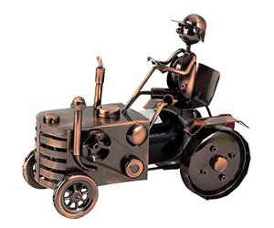 Lifestyle & More Soporte para Botellas de Vino Moderno portabotellas Tractor de Metal Color Cobre Altura 25 cm Largo 29 cm