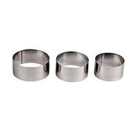 LifeStyle - Set de 3 aros de acero inox para emplatar de 10, 9, 8 cm de diámetro y 4,5 de alto especial para cocina y repostería. Pack de 3 anillos para decoración de platos.