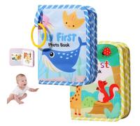 Lifesunny My First Baby Photo Book with Safe Mirror, My First Photo Album for Baby, Soft PhotoAlbum Holds 4x6 Pictures, for Memory Album Babies Shower (Yellow+Blue,2PCS)