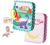 Lifesunny My First Baby Photo Book with Safe Mirror, My First Photo Album for Baby, Soft PhotoAlbum Holds 4x6 Pictures, for Memory Album Babies Shower (Green+Pink,2PCS)