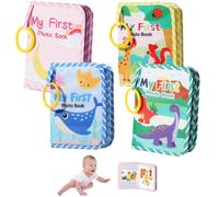Lifesunny My First Baby Photo Book with Safe Mirror, My First Photo Album for Baby, Soft PhotoAlbum Holds 4x6 Pictures, for Memory Album Babies Shower (4*Colors,4PCS)