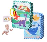 Lifesunny My First Baby Photo Book with Safe Mirror, My First Photo Album for Baby, Soft PhotoAlbum Holds 4x6 Pictures, for Memory Album Babies Shower (Green+Blue,2PCS)